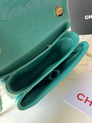 Chanel Trendy 24C Flap Bag With Top Handle Lambskin bag A92236 Blue Multicolor Logo - Default Title - View 7