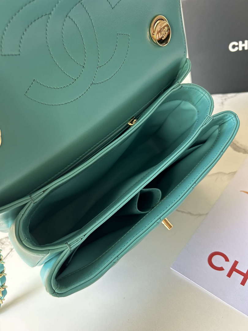 Chanel Trendy 24C Flap Bag With Top Handle Lambskin bag A92236 Blue Multicolor Logo - Default Title - View 7