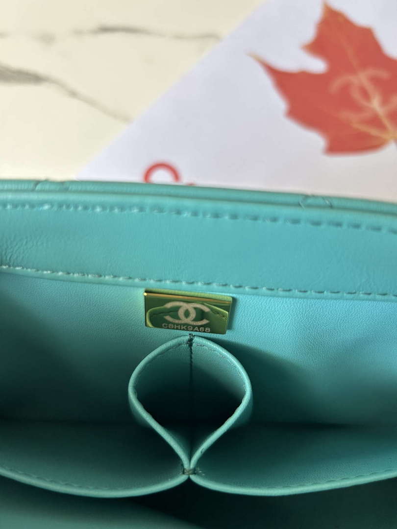 Chanel Trendy 24C Flap Bag With Top Handle Lambskin bag A92236 Blue Multicolor Logo