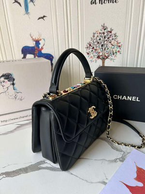 Chanel Trendy 24C Flap Bag With Top Handle Lambskin bag A92236 Black Multicolor Logo - Default Title - View 4
