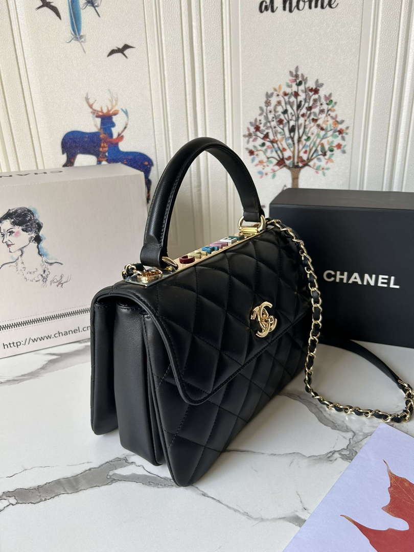 Chanel Trendy 24C Flap Bag With Top Handle Lambskin bag A92236 Black Multicolor Logo - Default Title - View 4