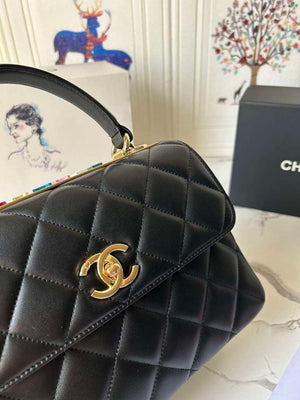 Chanel Trendy 24C Flap Bag With Top Handle Lambskin bag A92236 Black Multicolor Logo - Default Title - View 6