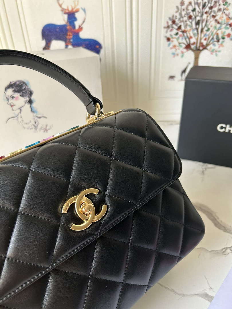 Chanel Trendy 24C Flap Bag With Top Handle Lambskin bag A92236 Black Multicolor Logo - Default Title - View 6