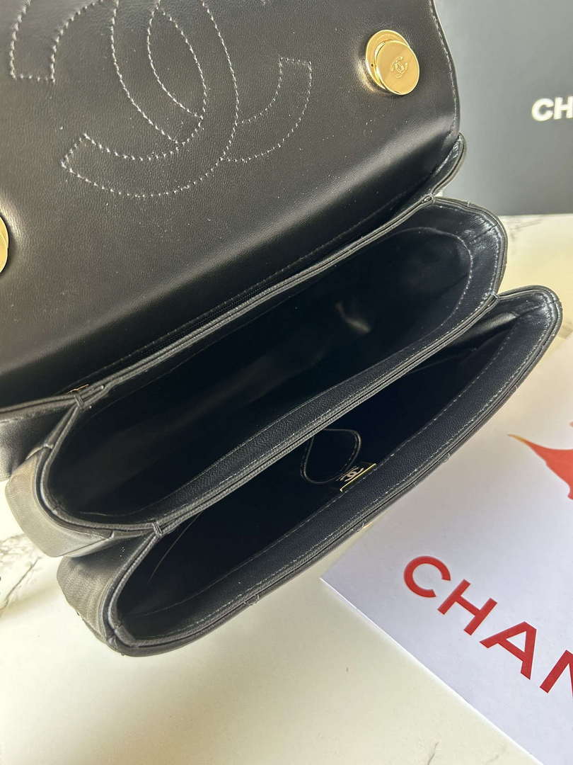 Chanel Trendy 24C Flap Bag With Top Handle Lambskin bag A92236 Black Multicolor Logo