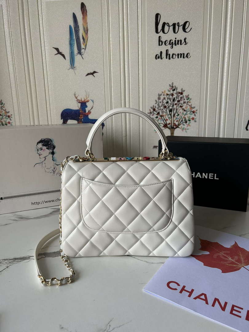 Chanel Trendy 24C Flap Bag With Top Handle Lambskin bag A92236 White Multicolor Logo - Default Title - View 2