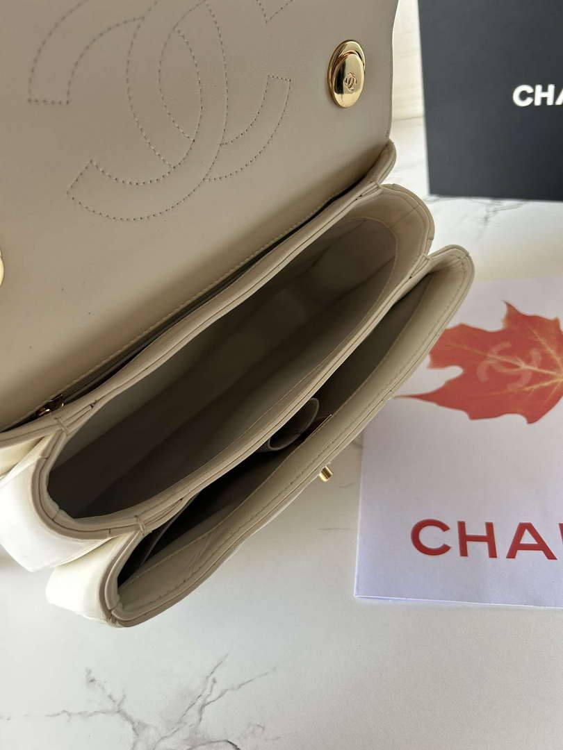Chanel Trendy 24C Flap Bag With Top Handle Lambskin bag A92236 White Multicolor Logo