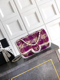 Chanel Large Flap Tweed Shearling Lambskin & Gold-Tone Metal AS5686  Fuschia Pink