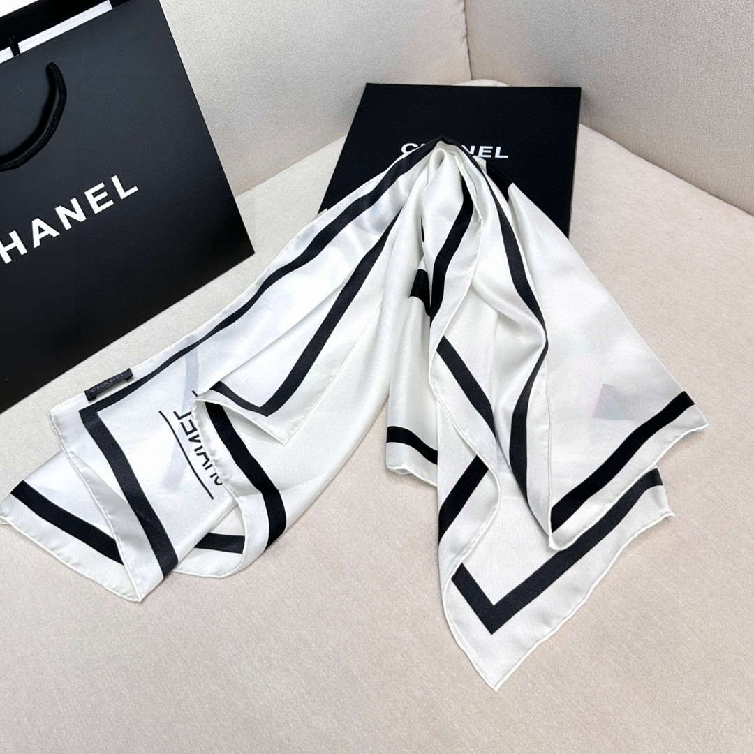 Chanel Twill Silk Square Scarf Designer Scarf C88722 - Default Title - View 1