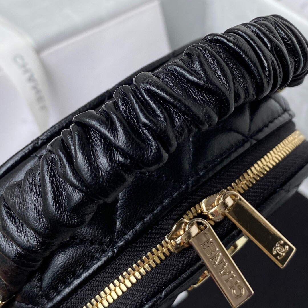 Chanel Vanity Case Shiny Lambskin Gold AP2731 Black - Default Title - View 5