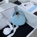 Chanel Vanity Case Shiny Lambskin Gold AP2731 Blue - Default Title - View 1