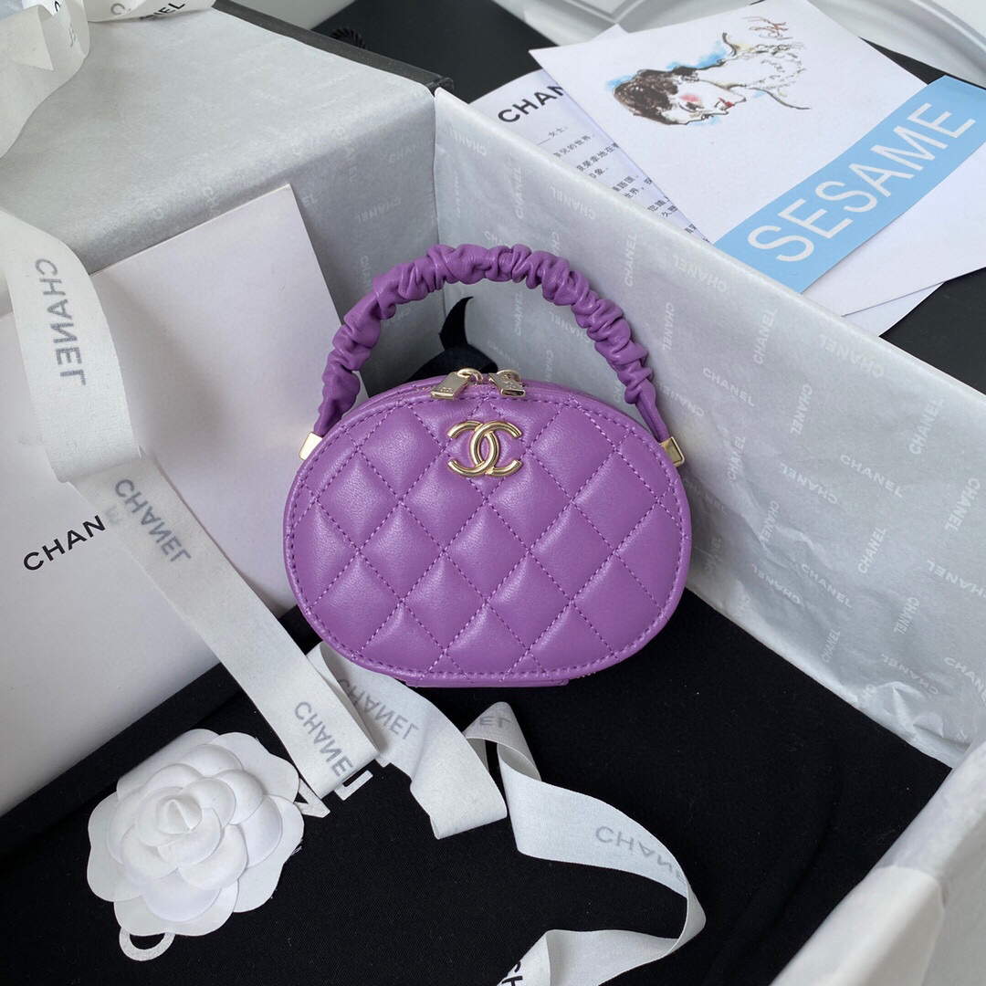 Chanel Vanity Case Shiny Lambskin Gold AP2731 Purple - Default Title - View 1