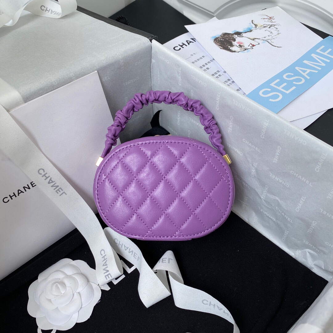 Chanel Vanity Case Shiny Lambskin Gold AP2731 Purple - Default Title - View 2
