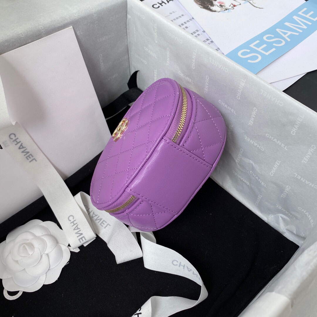 Chanel Vanity Case Shiny Lambskin Gold AP2731 Purple - Default Title - View 6
