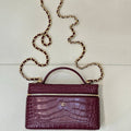 Chanel Vanity with chain AP5195 Crocodile Embossed Calfskin Dark Burgundy