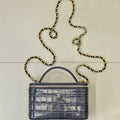 Chanel Vanity with chain  Crocodile Embossed Calfskin AP5387 Gray