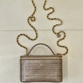 Chanel Vanity with chain  Crocodile Embossed Calfskin AP5387 Kahki