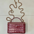 Chanel Vanity with chain  Crocodile Embossed Calfskin AP5387 Wine Red