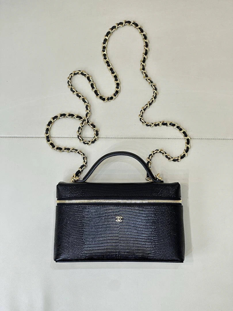 Chanel Vanity with Chain  Lizard-patterned black Calfskin AP5195 - Default Title - View 2