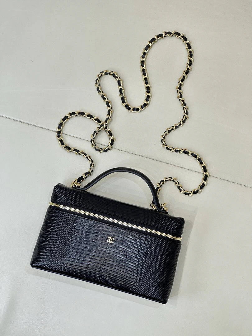 Chanel Vanity with Chain  Lizard-patterned black Calfskin AP5195 - Default Title - View 3