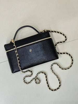 Chanel Vanity with Chain  Lizard-patterned black Calfskin AP5195 - Default Title - View 5
