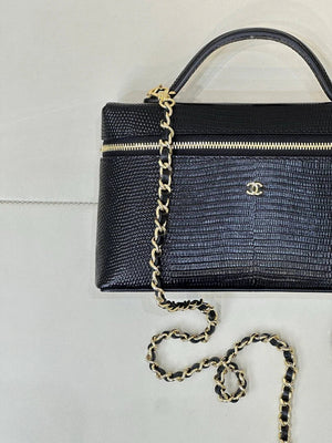Chanel Vanity with Chain  Lizard-patterned black Calfskin AP5195 - Default Title - View 6