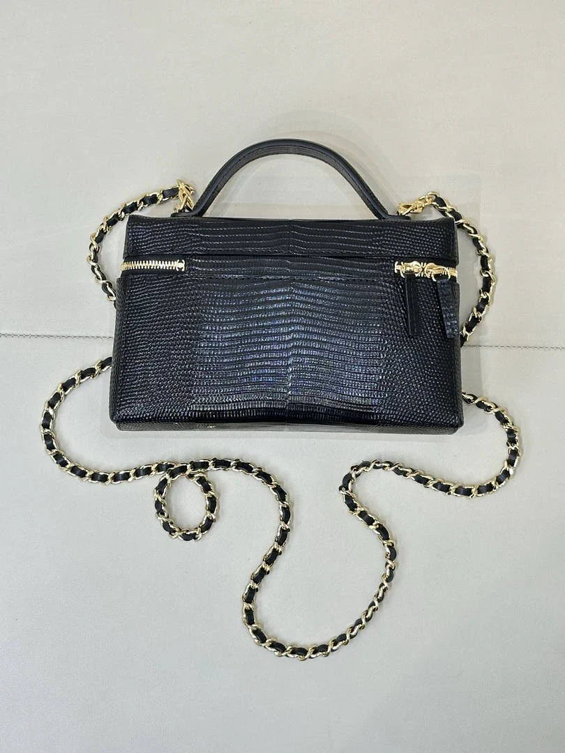 Chanel Vanity with Chain  Lizard-patterned black Calfskin AP5195 - Default Title - View 8