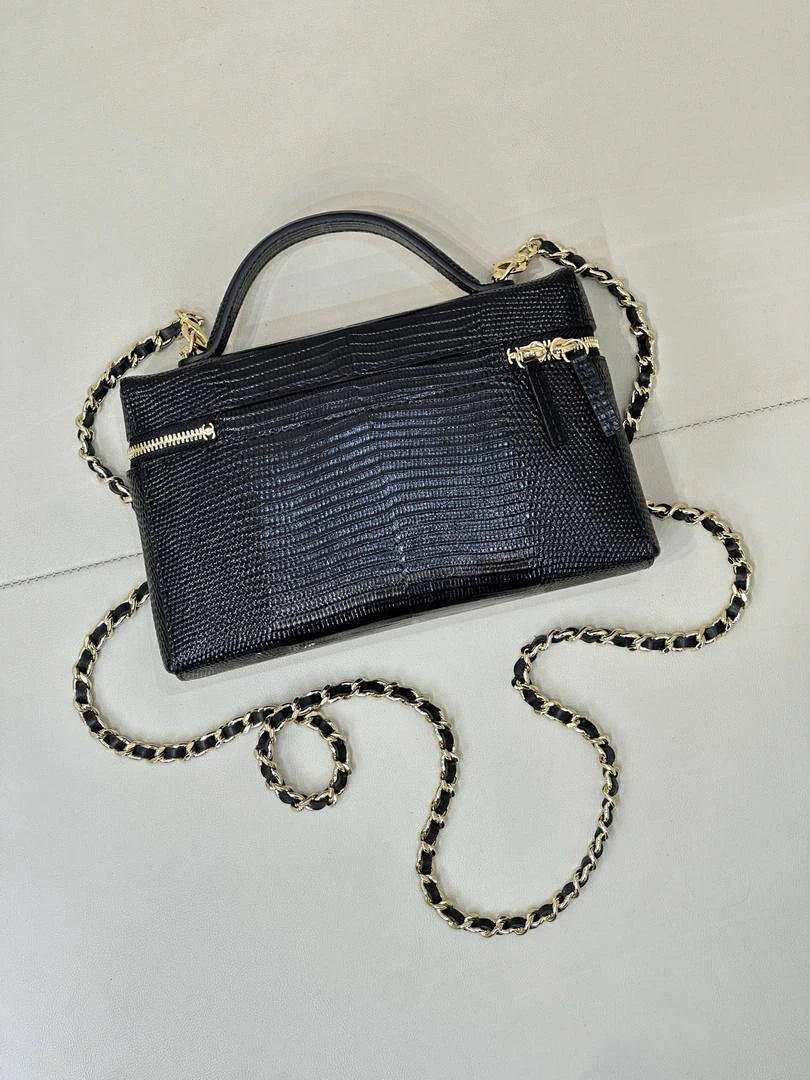 Chanel Vanity with Chain  Lizard-patterned black Calfskin AP5195 - Default Title - View 9