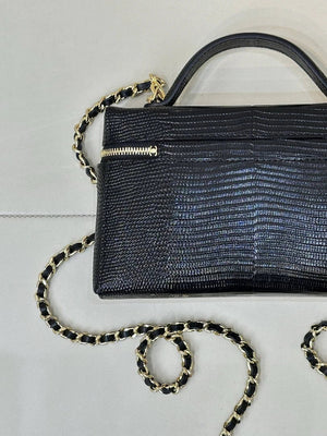 Chanel Vanity with Chain  Lizard-patterned black Calfskin AP5195 - Default Title - View 10