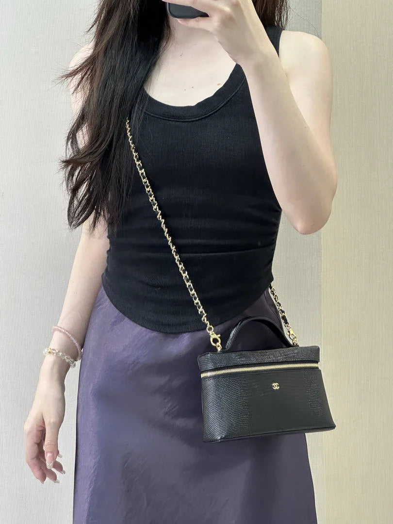 Chanel Vanity with Chain  Lizard-patterned black Calfskin AP5195 - Default Title - View 11