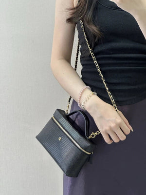 Chanel Vanity with Chain  Lizard-patterned black Calfskin AP5195 - Default Title - View 1