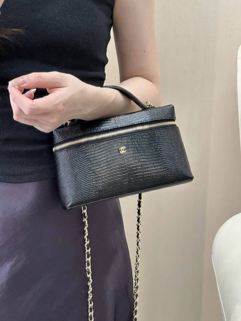 Chanel Vanity with Chain  Lizard-patterned black Calfskin AP5195 - Default Title - View 14
