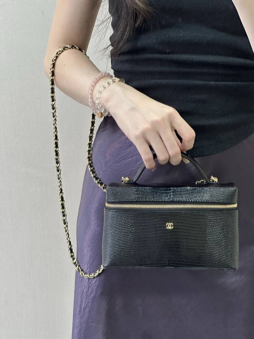 Chanel Vanity with Chain  Lizard-patterned black Calfskin AP5195 - Default Title - View 15