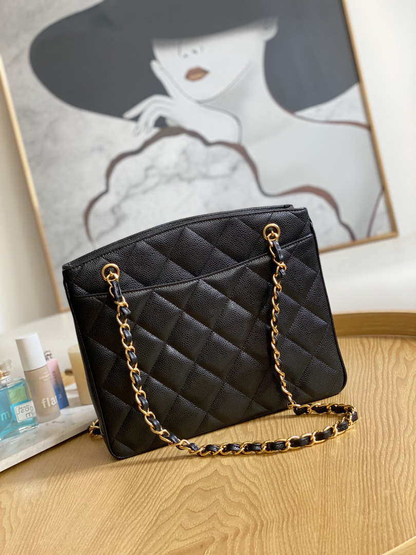 Chanel Vintage A97 Medium Shopping Bag Calfskin Black - Default Title - View 2