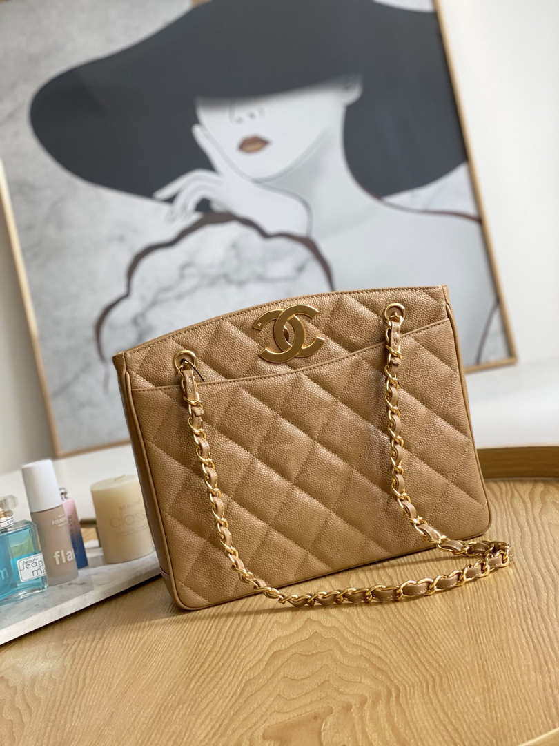 Chanel Vintage A97 Medium Shopping Bag Calfskin Tan - Default Title - View 1