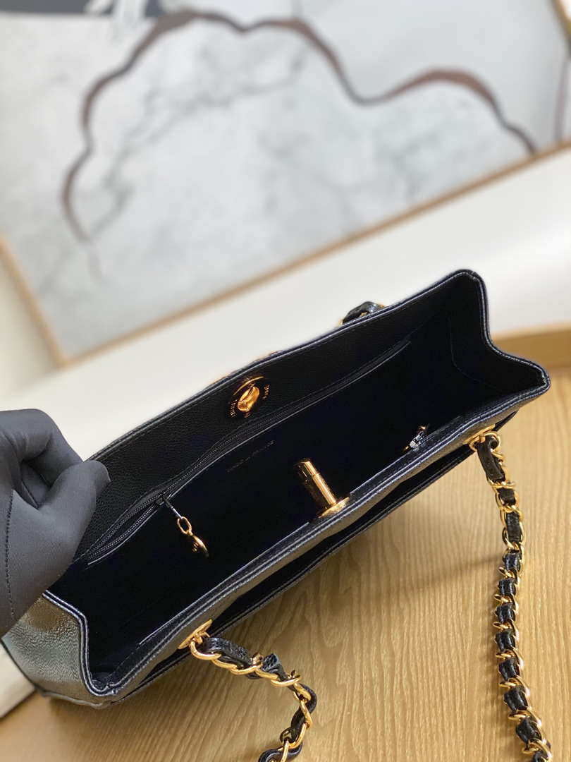 Chanel Vintage A98 Large Shopping Bag Calfskin Black