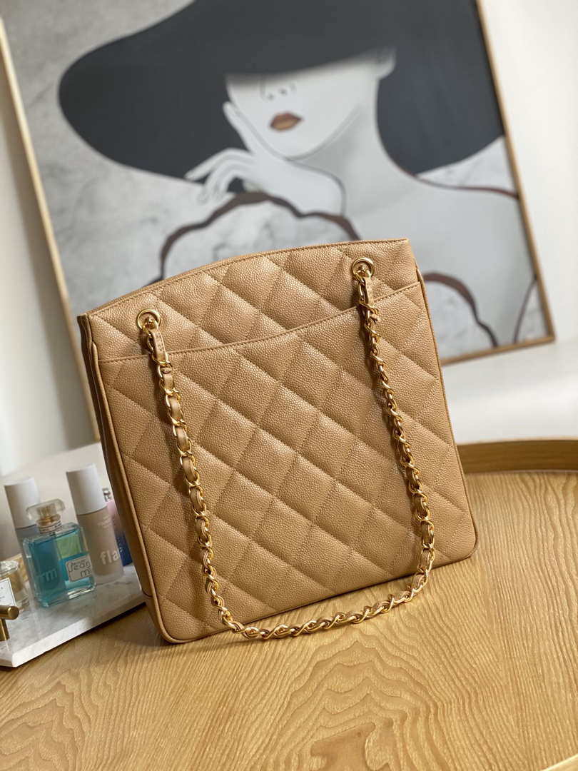 Chanel Vintage A98 Large Shopping Bag Calfskin Tan