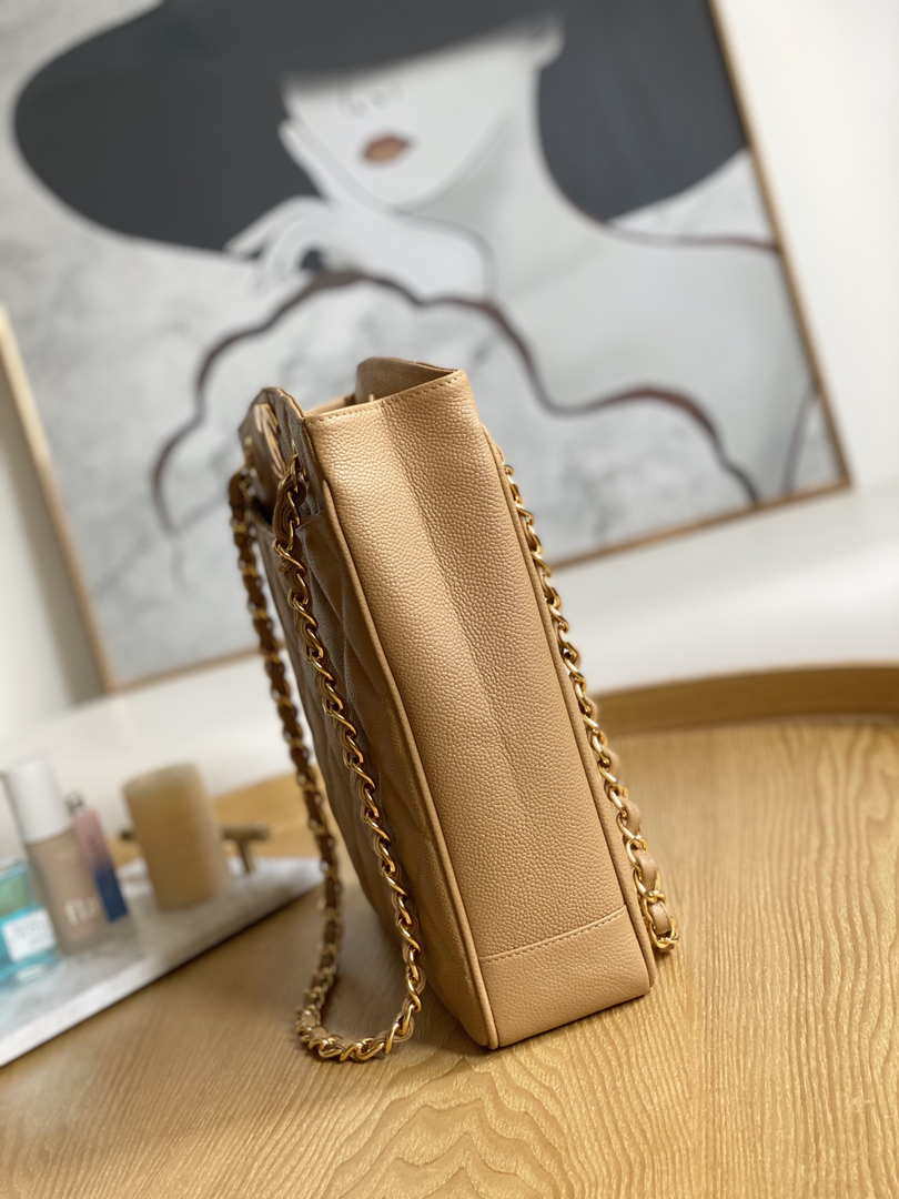 Chanel Vintage A98 Large Shopping Bag Calfskin Tan