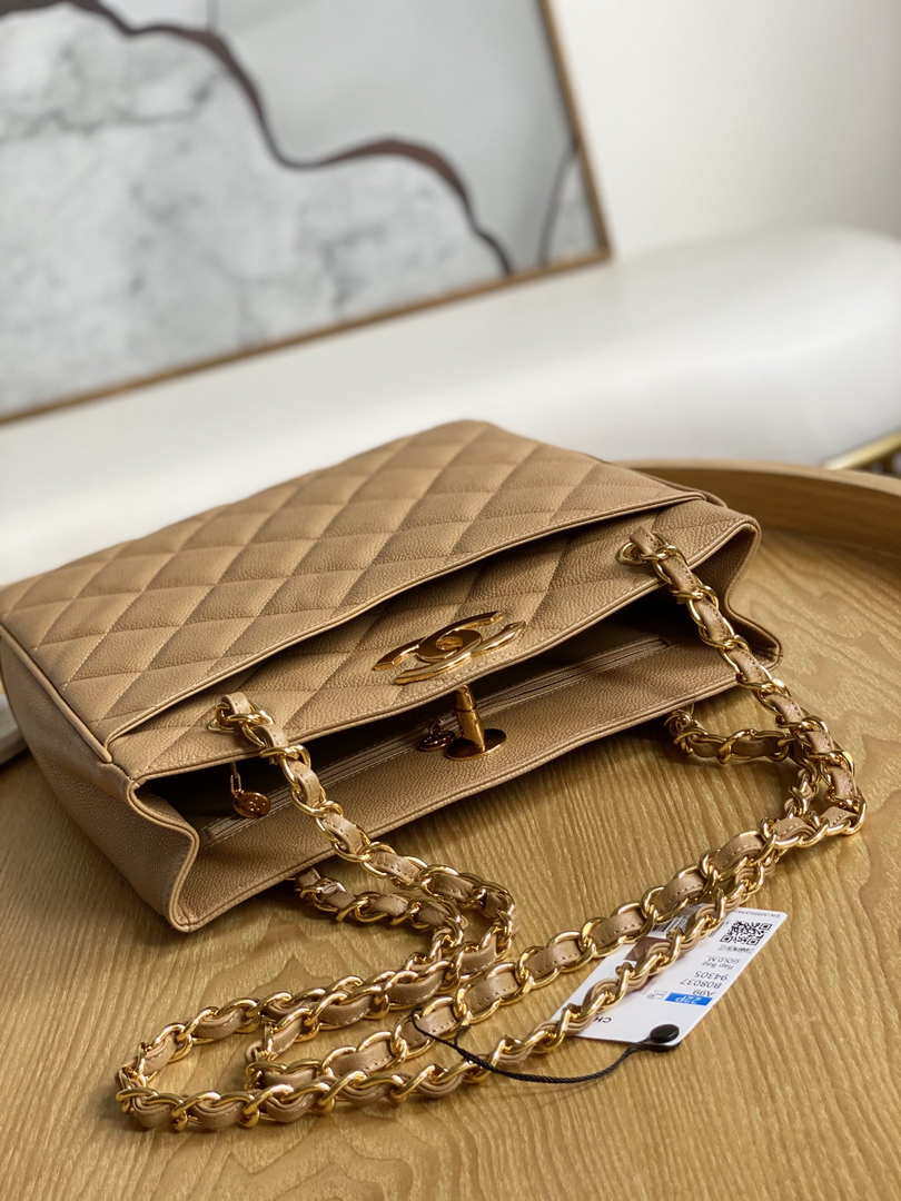 Chanel Vintage A98 Large Shopping Bag Calfskin Tan