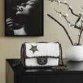 Chanel Vintage Large Mini Flap Dallas Exclusive Badge Shearling White