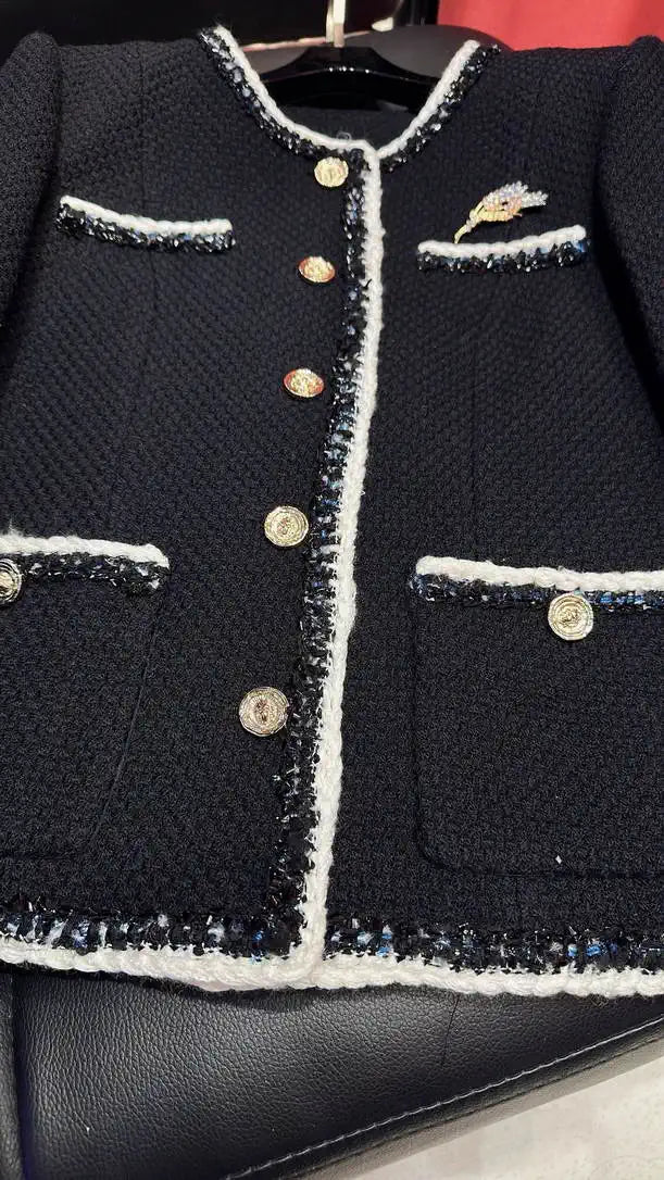 Chanel Women Black Tweed  jacket C62326