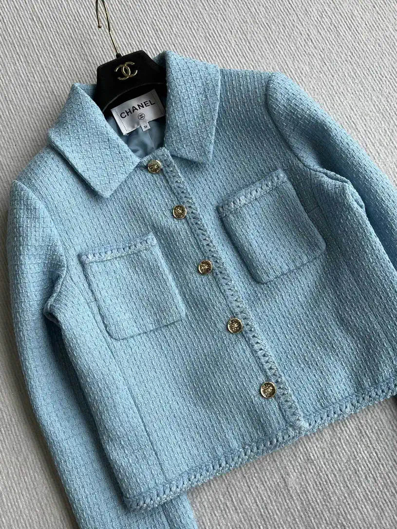 Chanel Women Blue tweed jacket and skirt set C62324