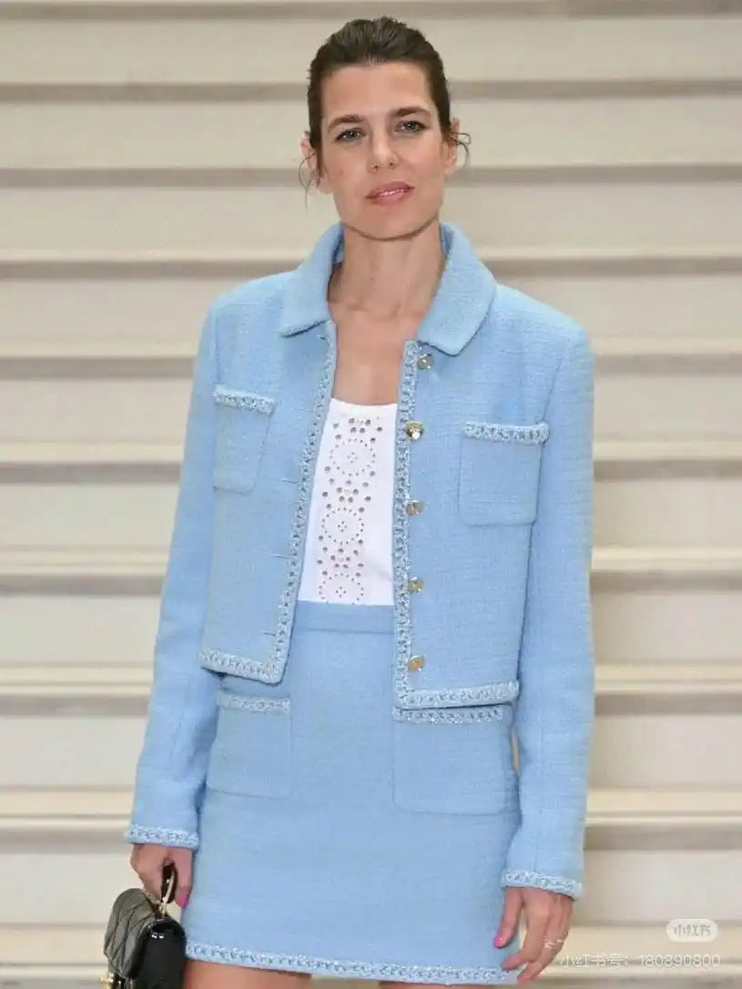 Chanel Women Blue tweed jacket and skirt set C62324