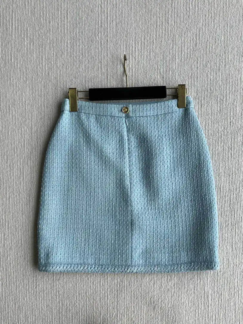 Chanel Women Blue tweed jacket and skirt set C62324