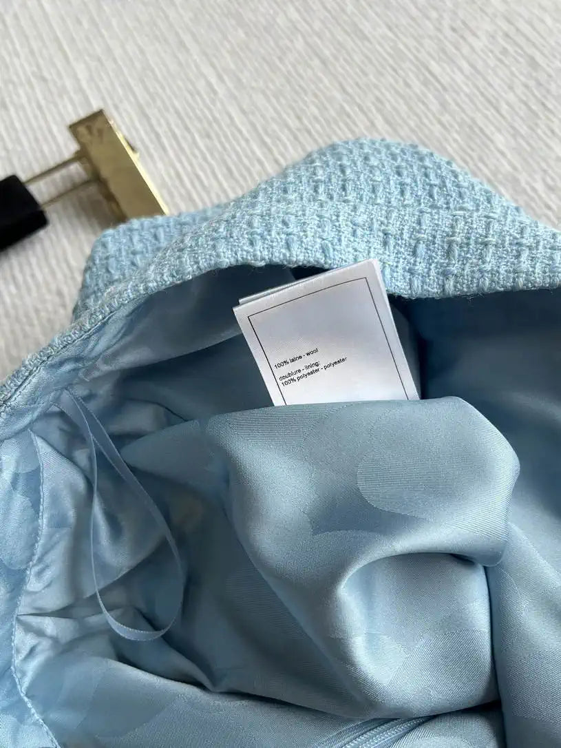 Chanel Women Blue tweed jacket and skirt set C62324
