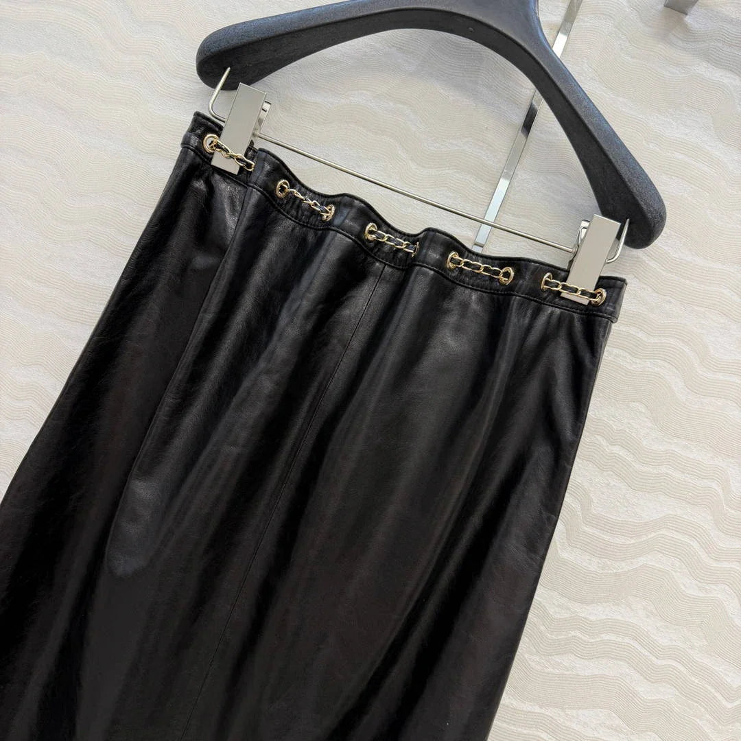 Chanel Women Coco 26p Lambskin Slit design long skirt C80093 - 36 - View 9