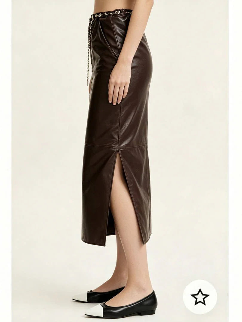 Chanel Women Coco 26p Lambskin Slit design long skirt C80094 - 36 - View 2