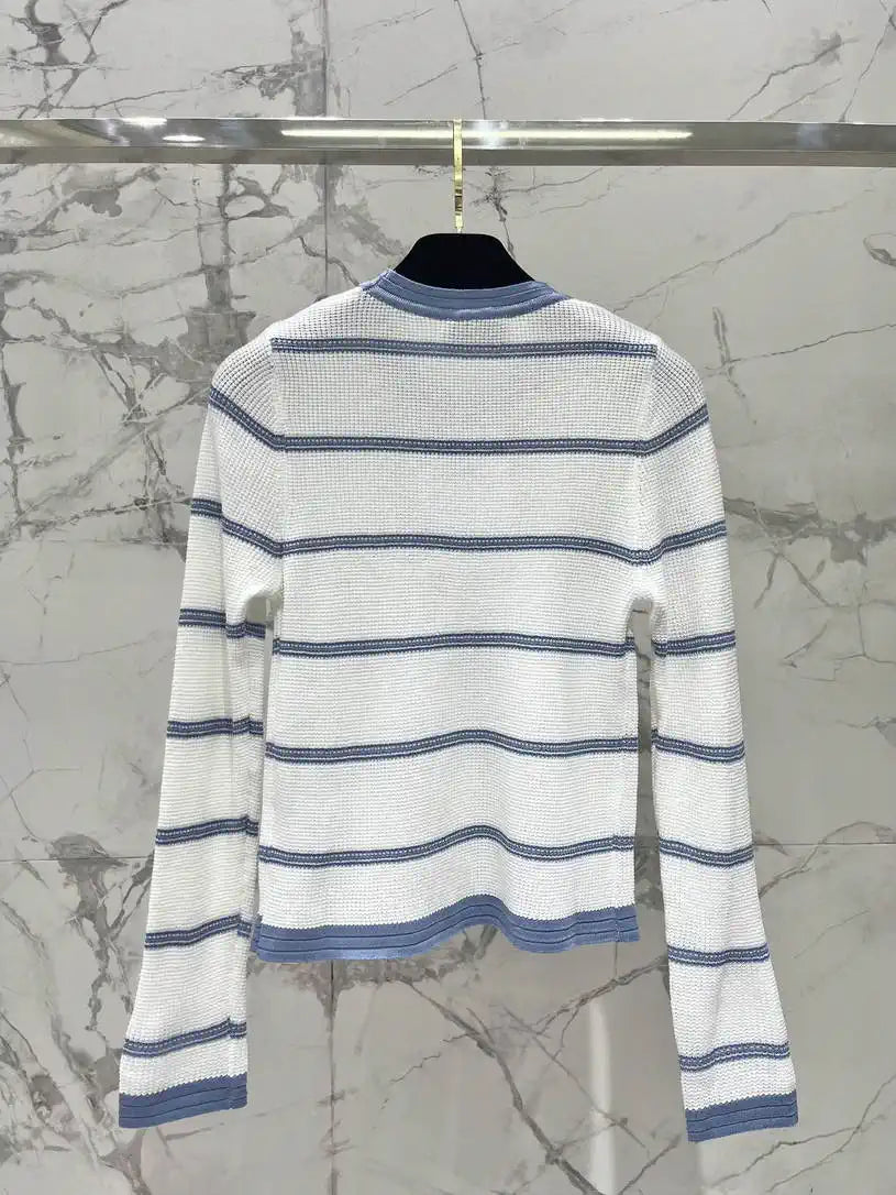 Chanel Women contrast color crew neck knitted long sleeves Sweater CC69201