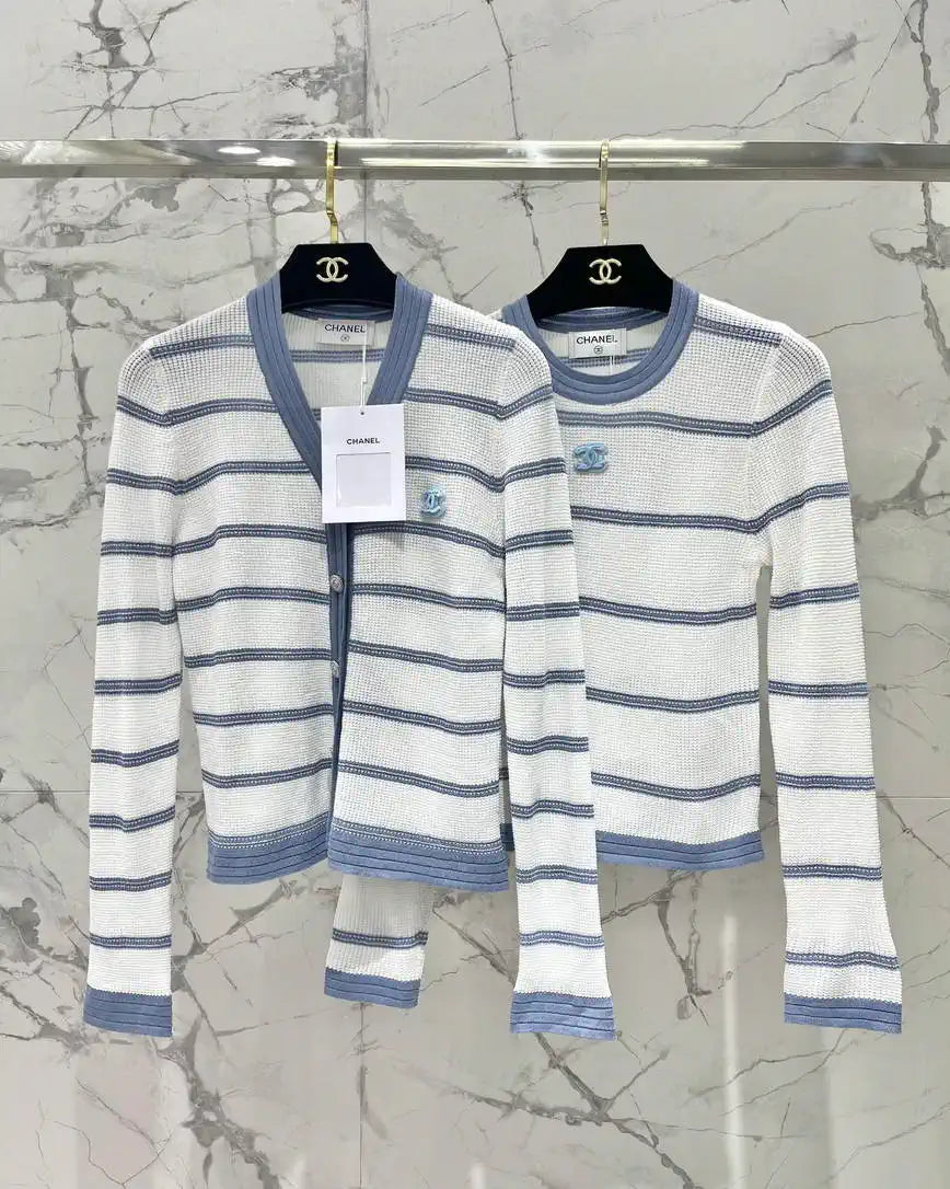 Chanel Women contrast color crew neck knitted long sleeves Sweater CC69201