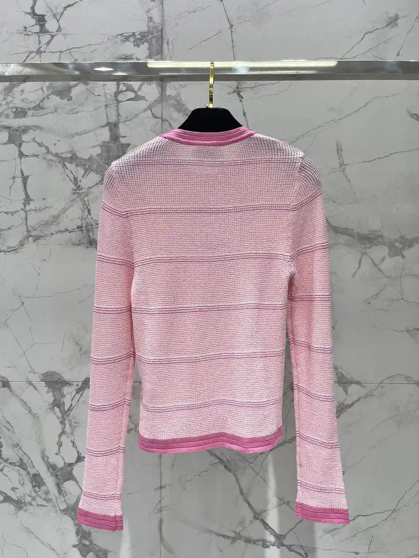 Chanel Women contrast color crew neck knitted long sleeves Sweater CC69201