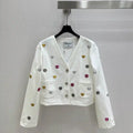 Chanel Women Cropped jacket with double C metal badget C62332